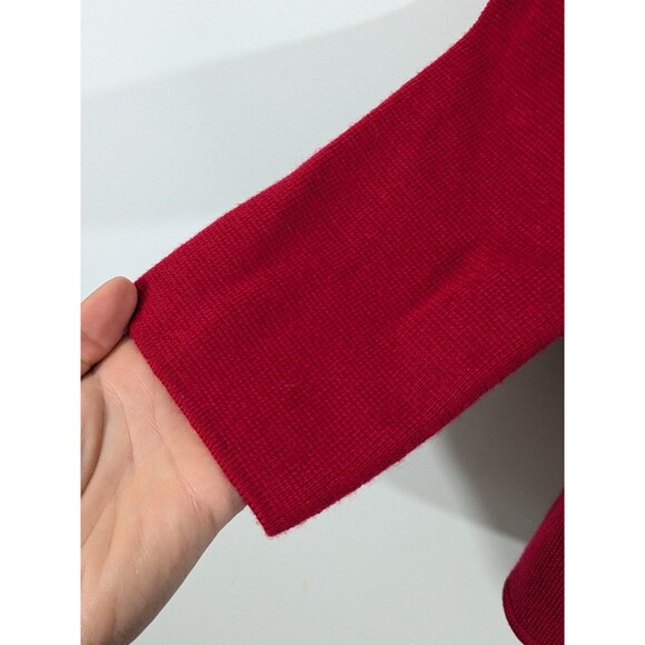 Talbots Red Open Knit Sweater Blazer Size Petite Small Pockets Holidays Career - Picture 5 of 7